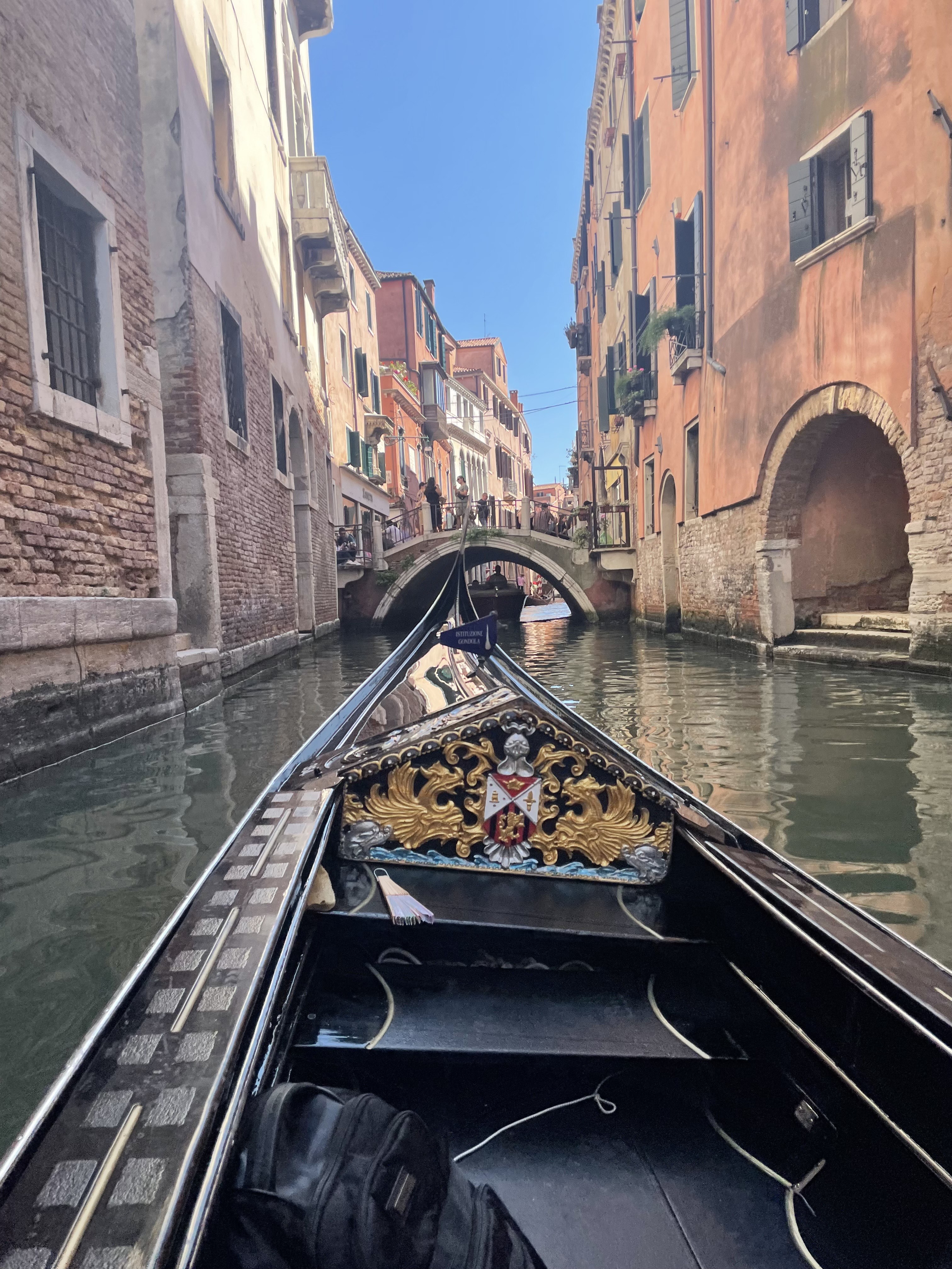 On a gondola in Venice, Italy